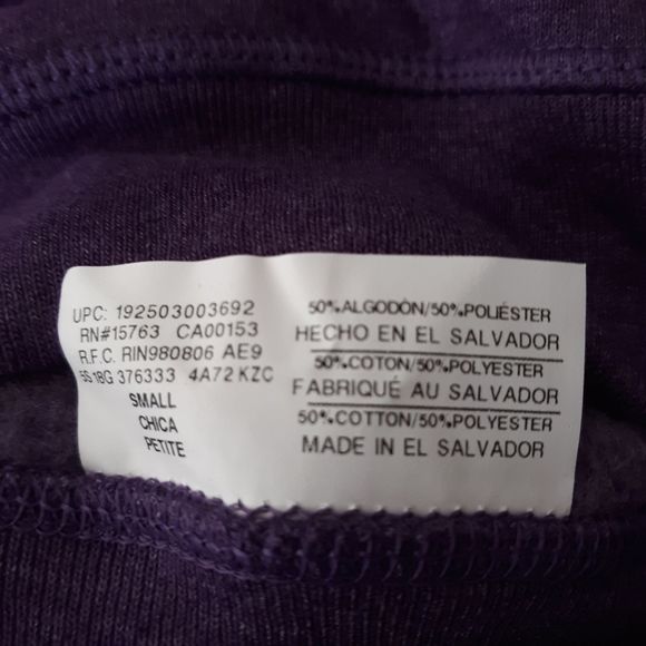 Hanes Ecosmart Sweatshirt Womens Small Crew Neck Violet Long Sleeve - Picture 5 of 5